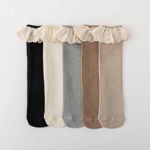 Kids Girls Spring Autumn Cute Lace Long Cotton Socks