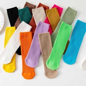 Kids Boys Girls Spring Autumn Candy Color Long Cotton Socks