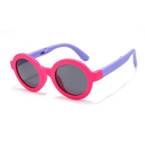 Kids Unisex Fashion Casual Silicone Round Frame Colorblock Sunglasses