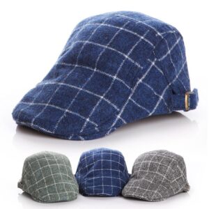 Kids Boys Girls Autumn Winter Casual British Style Plaid Beret Peaked Cap
