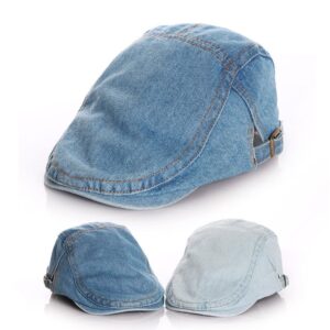 Kids Boys Girls Autumn Winter Casual British Style Denim Beret Peaked Cap