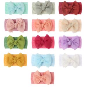 Children Kids Baby Fashion Girls Solid Color Bowknot Nylon Headband Hair Accessories