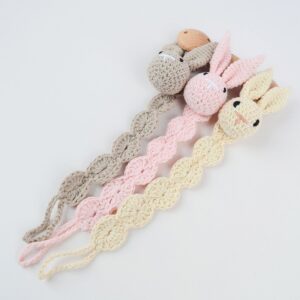 Kids Baby Unisex Cute Cartoon Woven Rabbit Anti-Drop Pacifier Chains