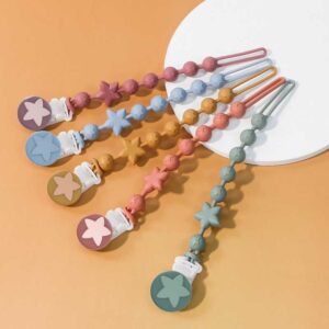 Kids Baby Unisex Cute Silicone Star Anti-Drop Pacifier Chains