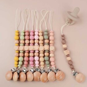 Kids Baby Unisex Cute Silicone Octagonal Beads Anti-Drop Pacifier Chains