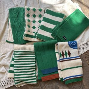 Kids Unisex Autumn Winter Cute Versatile Stripe Plaid Pattern Knitwear Scarf