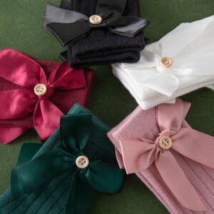 Kids Unisex Cute Basic Solid Color Bow Cotton Mid-Calf Socks