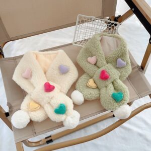 Kids Unisex Autumn Winter Versatile Cute Heart-Shaped Thickening Woollining Scarf