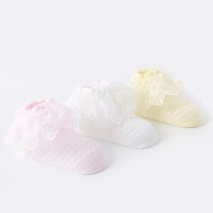 Kids Unisex Cute Solid Color Lace Mesh Cotton Socks