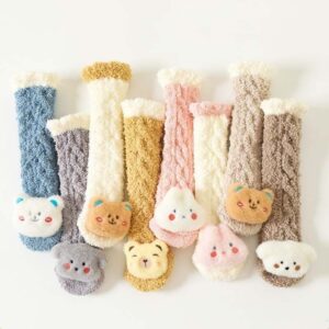 Kids Unisex Autumn Winter Cute Cartoon Animal Thickening Coral Fleece Stockings