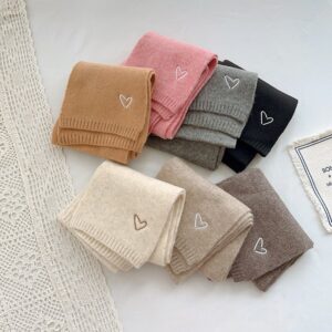 Kids Unisex Fashion Casual Versatile Heart Shaped Embroidery Knitwear Scarf