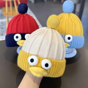 Kids Autumn And Winter Casual Cute Cartoon Big Eyes Knitwear Hat