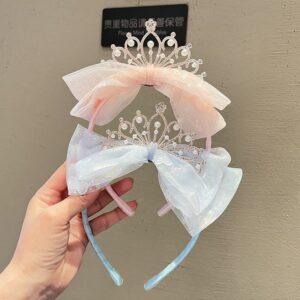 Kids Girls Sweet Cute Rhinestone Pearl Crown Bow Hairband