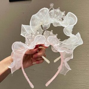 Kids Girls Sweet Cute Rhinestone Pearl Crown Hairband