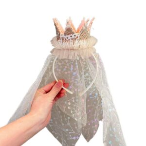 Kids Girls Sweet Cute Rhinestone Crown Mesh Hairband