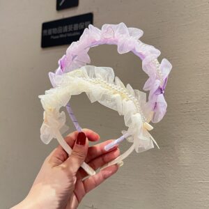 Kids Girls Sweet Cute Pearl Mesh Hairband