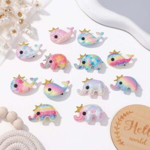 Kids Girls Cute Sweet Gradient Color Sequins Cartoon Whale Elephant Pattern Hairpin
