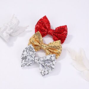 Kids Girls Cute Sweet Bow Solid Color Sequins Hairpin