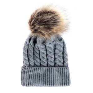 Kids Solid Color Pompon Design Knitting Hat