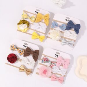 Kids Girls Sweet Loving Flower Bow Nylon Stretch Hair Band