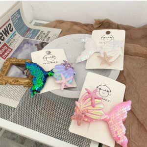 Kids Girls Fashion Cute Mermaid Sequins Hairpin