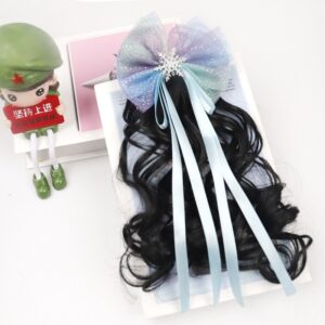 Kids Girls Fashion Cute Sweet Party Bow Hair Band Solid Color Wig Defense
