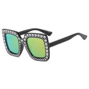 Kids Fashion Holiday Cute Candy Color Rhinestone Square Frame Sunglasses