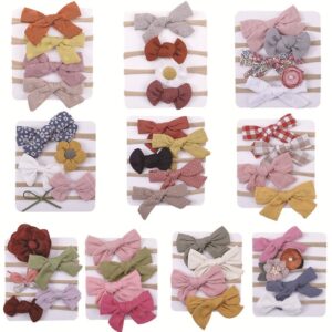 Kids Girls Sweet And Cute Tiny Flower Plaid Bow Stripe Super Elastic Nylon Hair Accessories