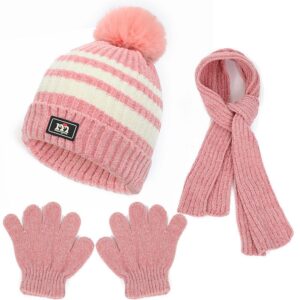 Kids Unisex Autumn Winter Fashion Casual Cute Color-Matching Hat Scarf Gloves Three Set