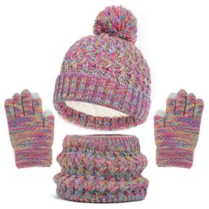 Kids Unisex Autumn Winter Fashion Casual Cute Color-Matching Hat Scarf Gloves Three-Piece Set