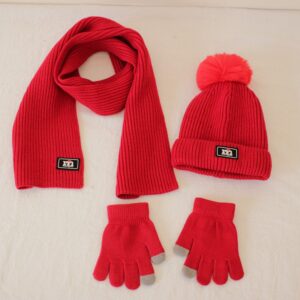 Kids Unisex Autumn Winter Fashion Casual Cute Solid Color Hat Scarf Gloves Three Set