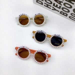 Kids Fashion Personality Pearl Round Frame Sunglasses