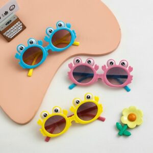 Kids Fashion Holiday Cute Personality Cartoon Crab Solid Color Frame Sunglasses