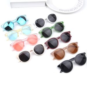 Kids Fashion Holiday Solid Color Round Frame Sunglasses