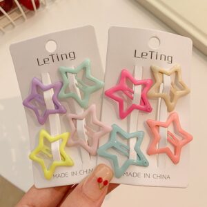 Kids Fashion Sweet Candy Color Star Bow Heart Shaped Water Drop Geometric Hairpin Accessories