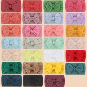 Baby Sweet Cute Solid Color Soft Comfortable Nylon Bow Princess Hair Band Accessories