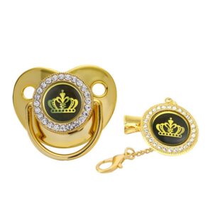 Baby Crown Gold Rhinestone Decor Weaning Soothing Pacifier