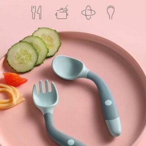 Kids Feeding Training Silicone Bendable Fork And Spoon