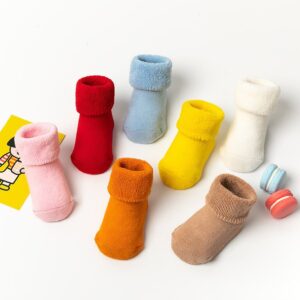 Toddlers Newborn Baby Fashion Boys Girls Casual Thickened Solid Color Non-Slip Socks