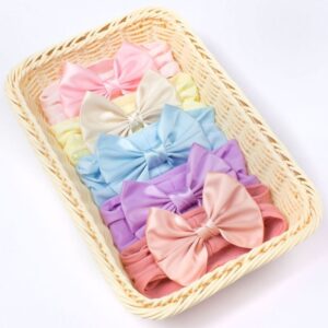 Children Kids Baby Fashion Girls Solid Color Bowknot Nylon Headband Hair Accessories