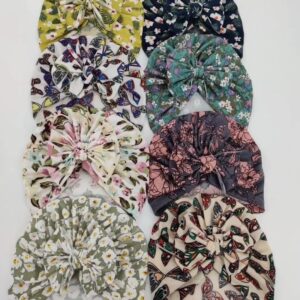 Newborn Baby Floral Bow Design Warm Boneless Hat