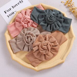 Children Kids Baby Fashion Girls Solid Color Flower Princess Elastic Headband Hair Accessories