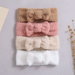Children Kids Baby Fashion Girls Solid Color Bowknot Fleece Headband Hair Accessories