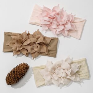 Children Kids Baby Fashion Girls Solid Color Flower Nylon Headband Hair Accessories