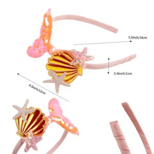 Children Kids Baby Fashion Girls Cartoon Mermaid Starfish Shell Fishtail Headband Accessories