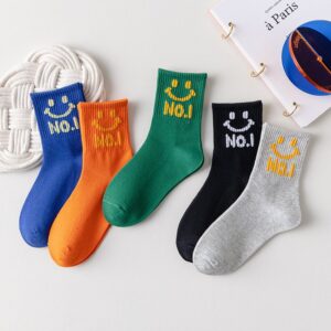 Children Kids Baby Fashion Girls Boys Smiling Face Breathable Socks