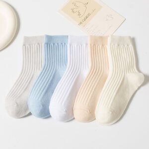 Children Kids Baby Fashion Girls Solid Color Breathable Socks