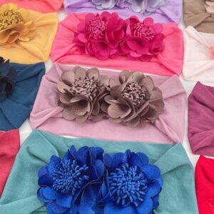 Children Kids Baby Fashion Girls Solid Color Flower Nylon Headband