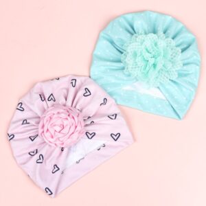 Children Kids Baby Fashion Girls Heart Print Turban Beanie Cap