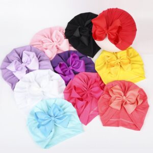 Children Kids Baby Fashion Girls Bowknot Turban Beanie Cap